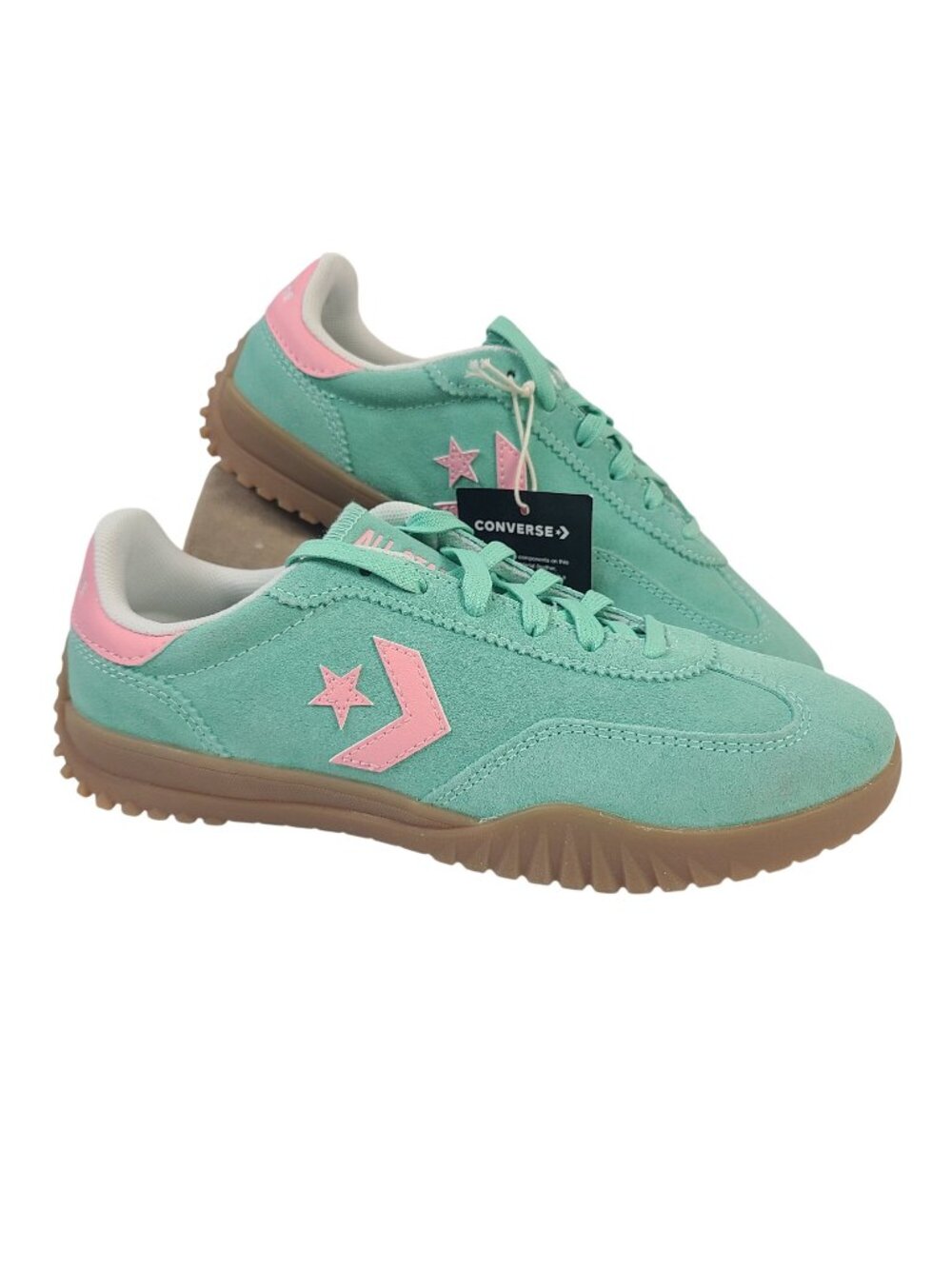 NEW Converse Run Star Trainer OX Women's Sneakers Aqua & Pink Suede Size 7